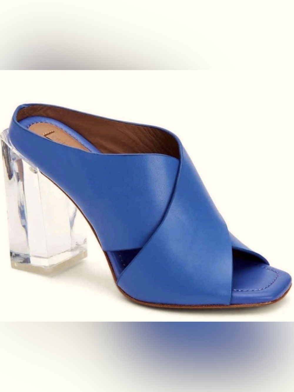 BCBGMaxAzria Blue Cross-Strap Mule Slides